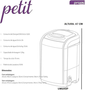 Mini Lavadora de Roupas Portátil 110v/220v Até 1,2kg de Roupas Com 5 Modos de Lavagem e Baixo Consumo de Energia e Água