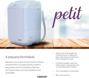 Mini Lavadora de Roupas Portátil 110v/220v Até 1,2kg de Roupas Com 5 Modos de Lavagem e Baixo Consumo de Energia e Água