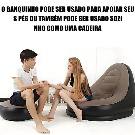 Sofá Inflável Portátil 3 em 1 com Bomba de Ar – Super Conforto com Toque Aveludado
