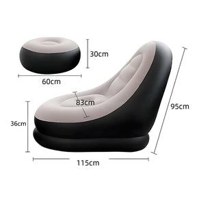 Sofá Inflável Portátil 3 em 1 com Bomba de Ar – Super Conforto com Toque Aveludado