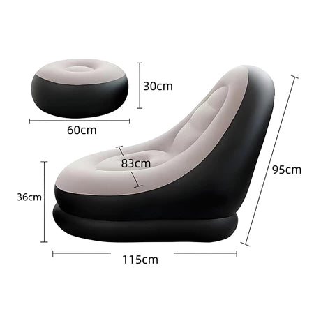 Sofá Inflável Portátil 3 em 1 com Bomba de Ar – Super Conforto com Toque Aveludado