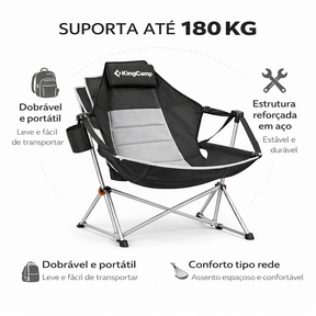 Cadeira de Balanço Portátil  Com Apoio Para os Pés–  Conforto Máximo em Qualquer Lugar - Suporta até 180kg + Bolsa Premium