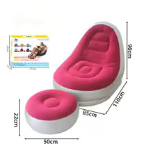 Sofá Inflável Portátil 3 em 1 com Bomba de Ar – Super Conforto com Toque Aveludado