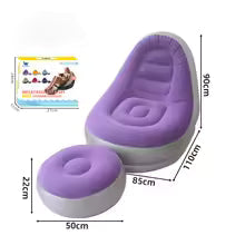 Sofá Inflável Portátil 3 em 1 com Bomba de Ar – Super Conforto com Toque Aveludado